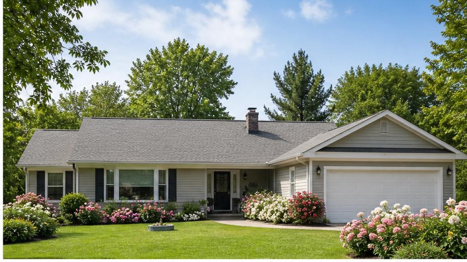 Residential home with asphalt shingle roof
